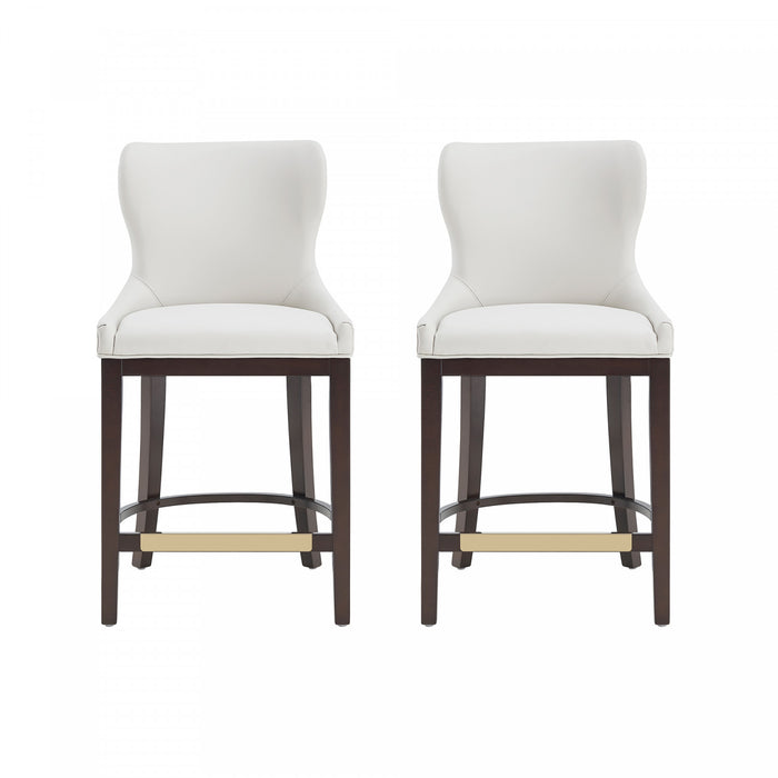 Blair Modern Wood Upholstered Counter Stool in White - Set of 2 Bar Stool