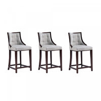 Fifth Avenue Traditional Wood Upholstered Counter Stool in Light Gray - Set of 3