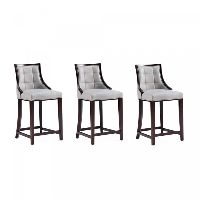 Fifth Avenue Traditional Wood Upholstered Counter Stool in Light Gray - Set of 3