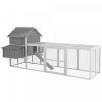 Pawhut Extra Large Chicken Coop, Wooden Chicken Run With Nesting Boxes, Run, Doors, Tray, Ramp For 4