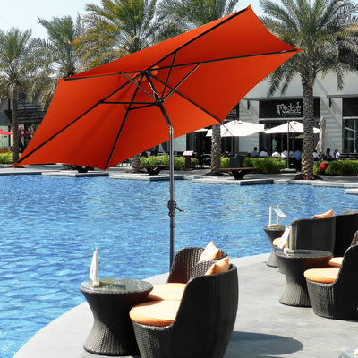 Costway 9FT Patio Umbrella Patio Market Steel Tilt W/ Crank Outdoor Yard Garden Orange