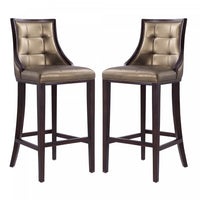 Fifth Avenue Traditional Wood Upholstered Barstool in Bronze - Set of 2 