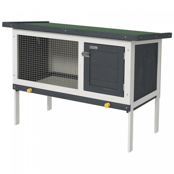 Pawhut Rabbit Hutch, Wooden Bunny Guinea Pig Cage With Openable Asphalt Roof, Slide-out Tray, For Indoor Outdoor Backyard Garden