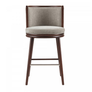 Evalyn Modern Wood Upholstered Barstool in Dove