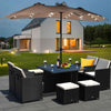 Costway 15Ft Patio Double-Sided Solar LED Market Umbrella Crank Base Tan