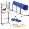 PawHut Dog Agility Training Equipment, 8PCS Dog Obstacle Course Starter Kit with Tunnel, Weave Poles, Adjustable Hurdles, Jump Ring, Pause Box, Bowl, Toys and Carrying Bag