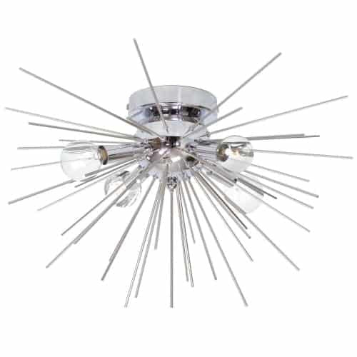Dainolite Vega 4 Light Flush Mount Silver/Polished Chrome Finish Lamp