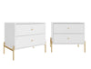 Jasper Modern 25\" Nightstand in White (2-Drawer) - Set of 2