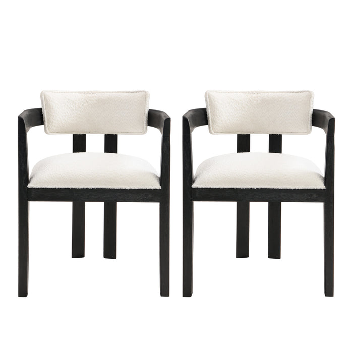 Evelyn Rubberwood Dining Chair with Armrests and Upholstery Seating Set of 2,Black