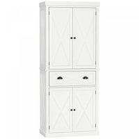 HOMCOM Kitchen Pantry, Freestanding Buffet Cabinet with 4 Doors, White