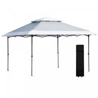 Outsunny 12' X 12' Pop Up Canopy Tent With Double Roof, Light Grey & White