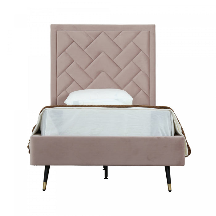 Crosby Modern Upholstered Velvet Twin Bed in Blush