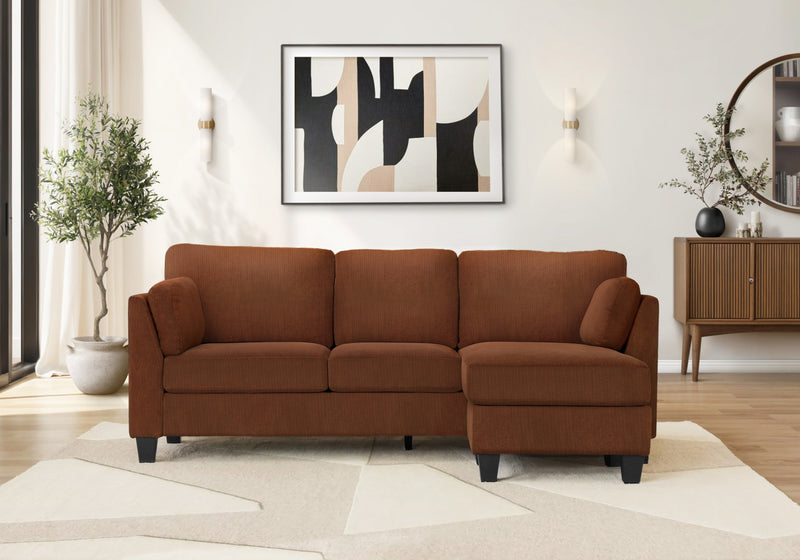 Upholstered Sofa Chaise Lounger, Rust Fabric, Modern, Contemporary Sofa