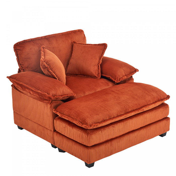 Liam 46.9\" Modern indoor corduroy sofa with 2 soft cushions ,Orange Sofa