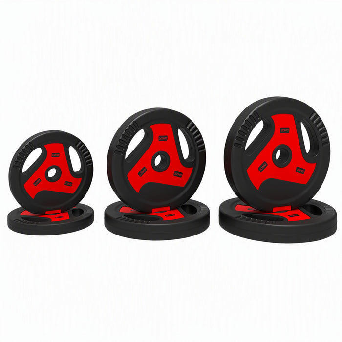 Soozier 88 lbs Weight Plates Set, 6-Piece with Handles, Black and Red