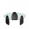 Artesia Modern Glam Glass Top Wood Coffee Table in Walnut