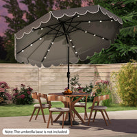 Costway 10 FT Solar Patio Umbrella with 24 LED Lights 8 Ribs & Tilt Adjustment Gray