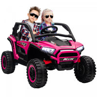 Qaba 24v 7ah Ride On Truck, 2 Seater 4wd Battery Powered Ride-On Electric Car For Kids With 4 Spring