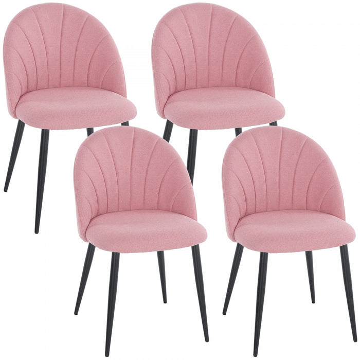 HOMCOM Dining Chairs Set of 4 Kitchen Chairs with Metal Legs Pink