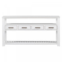 Ava 62.2'' Large Entryway Table with Drawers and Open Shelves,White Sofa Table  