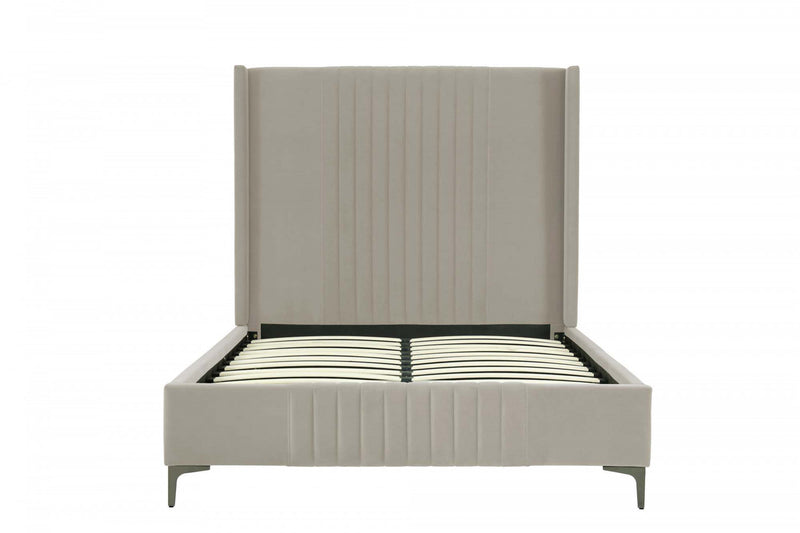 Promenade Mid-Century Modern Upholstered Velvet Full Bed in Rustic Taupe