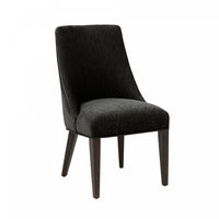 Beever Modern Chenille Wood Dining Chair in Black - Set of 2