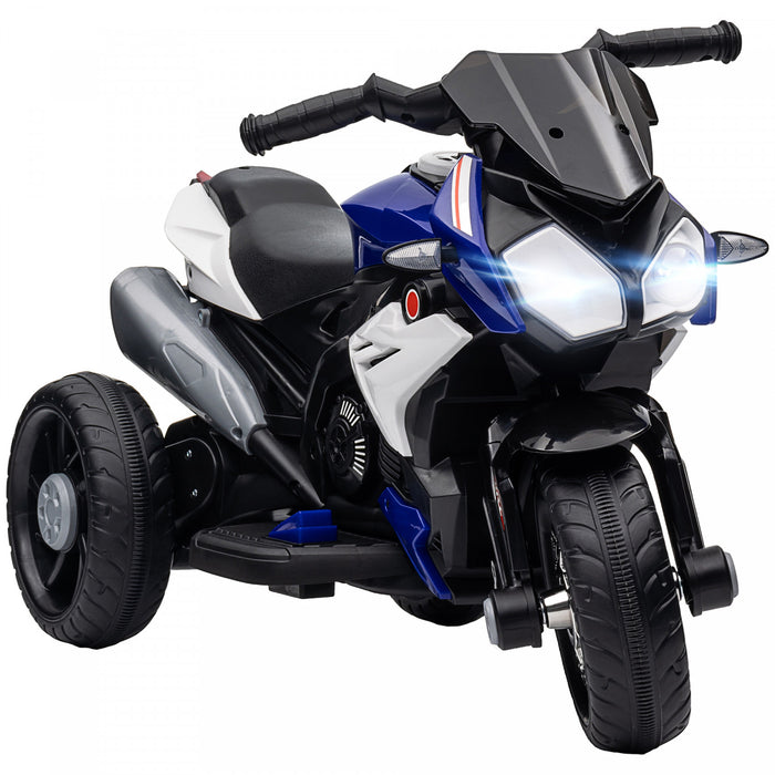Qaba Kids Motorcycle, 6v Battery Powered Ride On Motorcycle With Music, Horn, Headlights, 3 Wheels Electric Bike For Kids, Gift For Boys & Girls, Blue