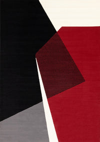 Forte Red Black White Geometric Area Rug - 7'9