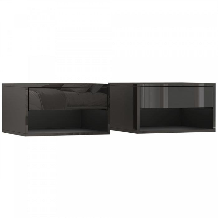 HOMCOM Floating Bedside Tables Set of 2, Wall-Mounted Nightstand Black