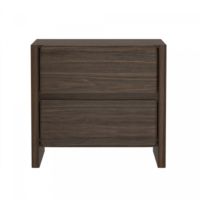 Linda Modern 24\" Nightstand in Walnut Brown (2-Drawer)