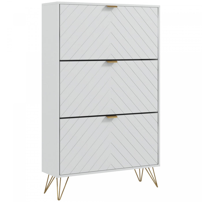 HOMCOM Shoe Storage Cabinet with 3 Flip Drawers for 18 Pairs of Shoes White
