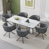 Amelia Velvet Swivel Dining Chairs with Tufted Upholstered and Metal Legs Set of 6, Grey