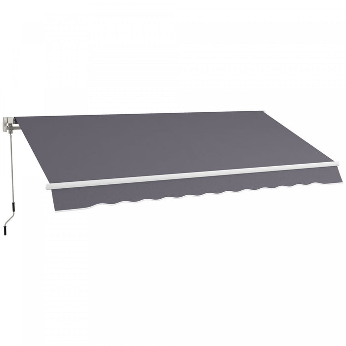Outsunny Retractable Awning Manual Sun Shade Shelter Dark Grey