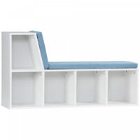 HOMCOM 5-Cubby Bookcase with Cushioned Reading Nook, Blue
