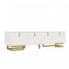 Aspect 63 Inch TV Stand with Textured Doors and Gold Legs, White | Aspect Meuble TV 63 po avec Portes Texturees et Pieds Dores, Blanc