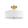 Dainolite Everly 3 Light Semi-flush Mount Aged Brass White Shade Lamp