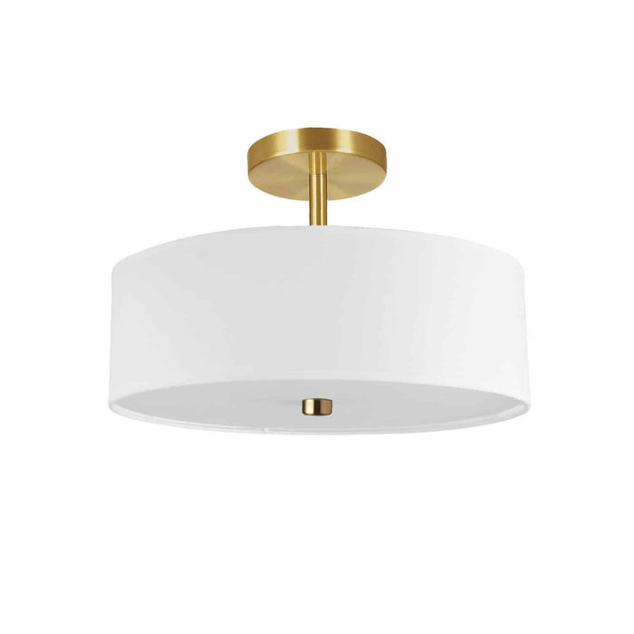 Dainolite Everly 3 Light Semi-flush Mount Aged Brass White Shade Lamp