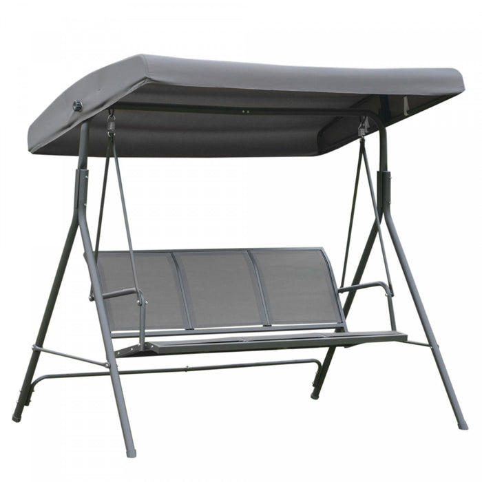 Outsunny 3-seater Porch Swing Chair, Covered Garden Hammock, A-frame Outdoor Swing, Porch Glider Sling Seat W/adjustable Canopy Cover Weather Resistant Grey