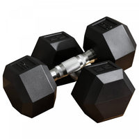 Soozier 2 x 25lbs Rubber Dumbbells Weight Set, Dumbbell Hand Weight for Body Fitness Training for Home Office Gym
