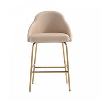 Gracie Modern Metal Upholstered Counter Stool in Tan and Gold Bar Stool 