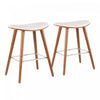 LumiSource Saddle White Faux Leather Mid-Century Modern Counter-Height Stool - Set of 2