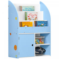 Qaba Kids Bookshelf, Toy Storage Organizer With Cabinet, Freestanding Children Bookcase With Love He