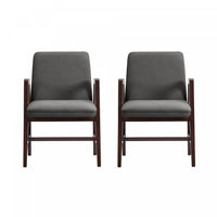 Stella Modern Velvet Wood Armchair in Graphite - Set of 2