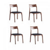 Moderno Modern Wood Vegan Leather Dining Chair in Black - Set of 4