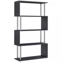 HOMCOM 5-Tiers Bookcase Z-Shape Storage Bookshelf Display with Metal Frame