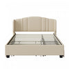 Jean Upholstered Platform Bed with Wingback Headboard and Storage Drawers,Queen Size,Beige Queen Bed