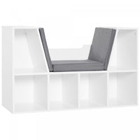 HOMCOM 6-Cubby Bookcase Bookshelf with Cushion Reading Nook, Grey