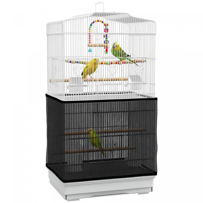 Pawhut 36\" Bird Cage For Finches, Canaries Budgies, Parrot Cage With Accessories, Handle, Mesh Cover, Tray, White