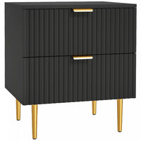 HOMCOM Nightstand, Bedside Table, Side End Table with 2 Drawers, Black