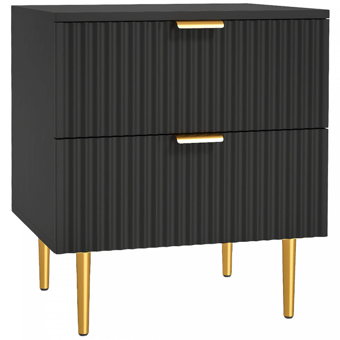 HOMCOM Nightstand, Bedside Table, Side End Table with 2 Drawers, Black